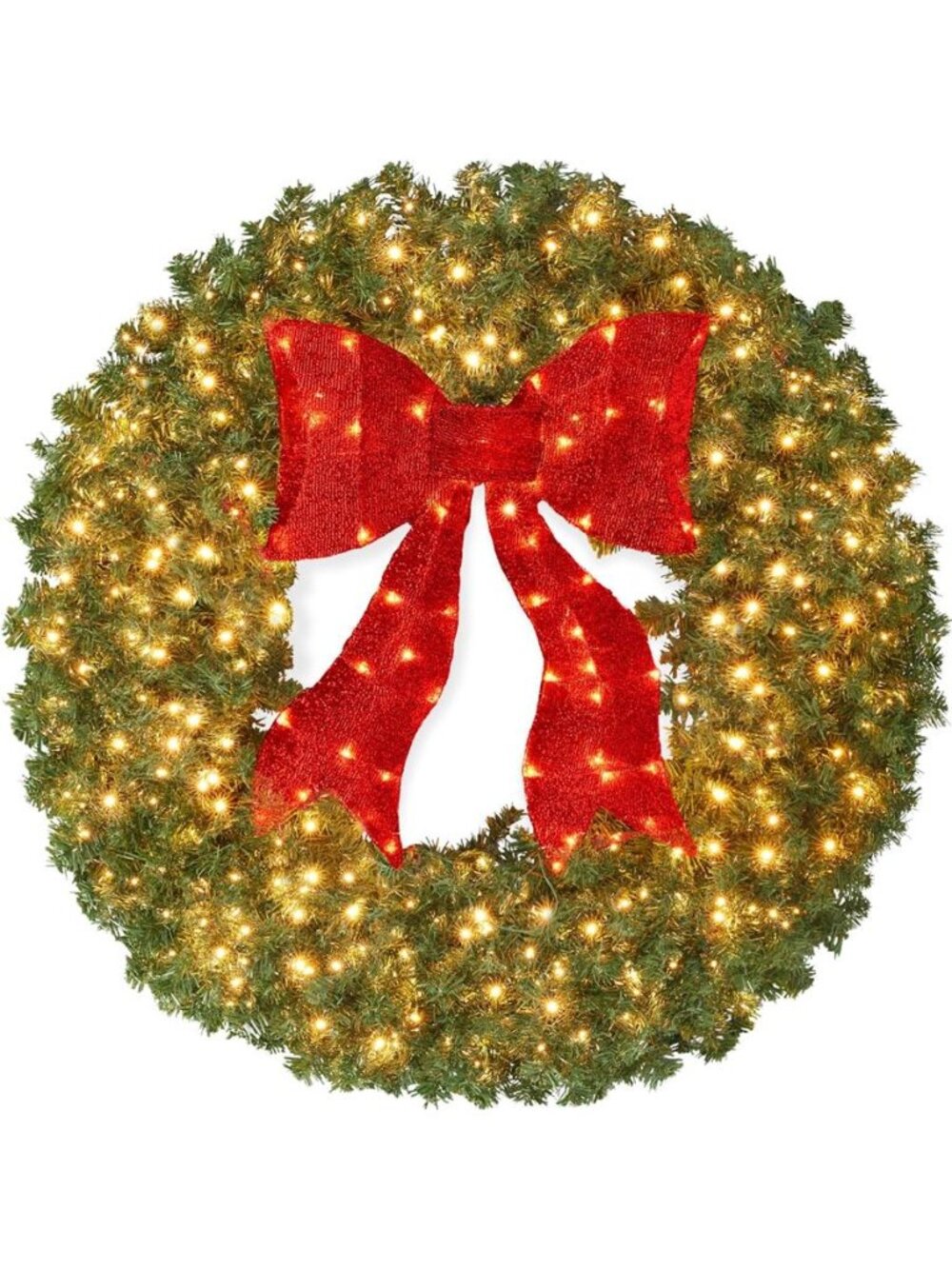 Artificial Pre-Lit Fir Christmas Wreath Holiday